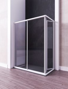 SERIE AMBAR - MODELO MILENIUM - TIPO AP4C- MAMPARA ANGULAR - 2 HOJAS PLEGABLES + 1 CORREDERA + 1 FIJA